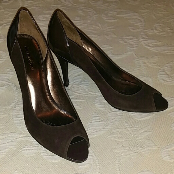 Dark Brown Peep Toe Heels