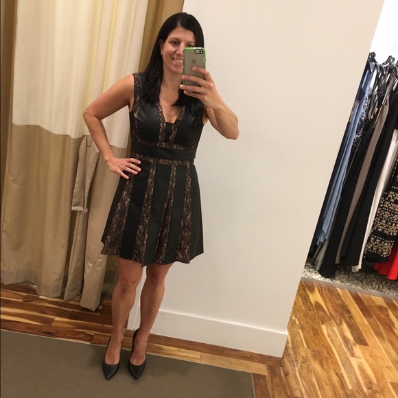 BCBG Val-Faux Leather Blocked Dress