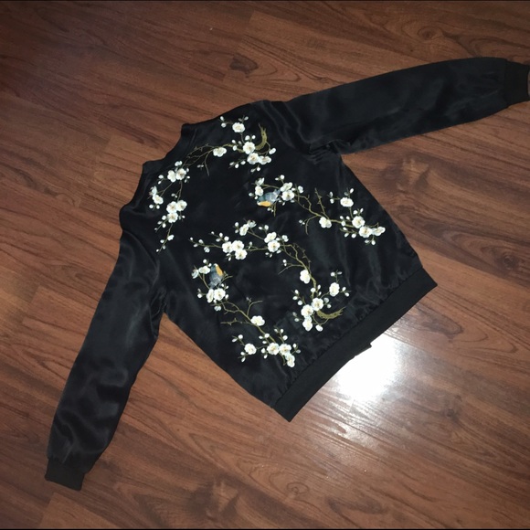 Zara oversized embroidered bomber jacket