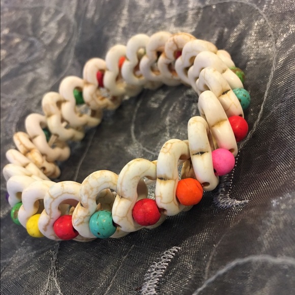 Bracelet, stretch w/multicolor beads
