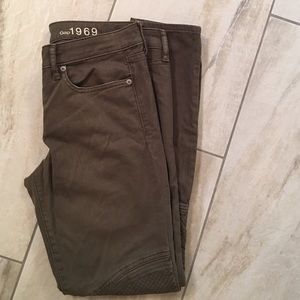 Size 30 Gap Always Skinny green moto jeans