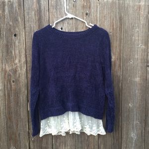 Blue sweater with lace