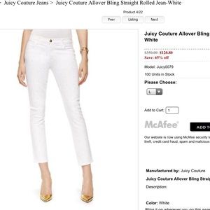 Juicy Couture white jeans with all over bling