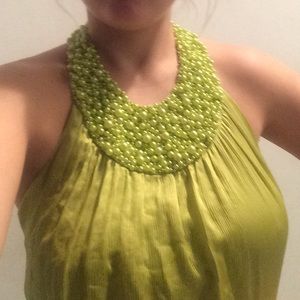 Bebe Silk Pearl Halter Top