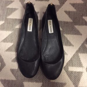 Steve Madden Black Flats with Gold Zipper & Studs