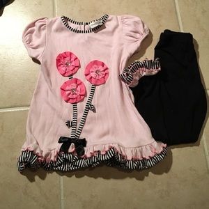 Pink and black matching outfit