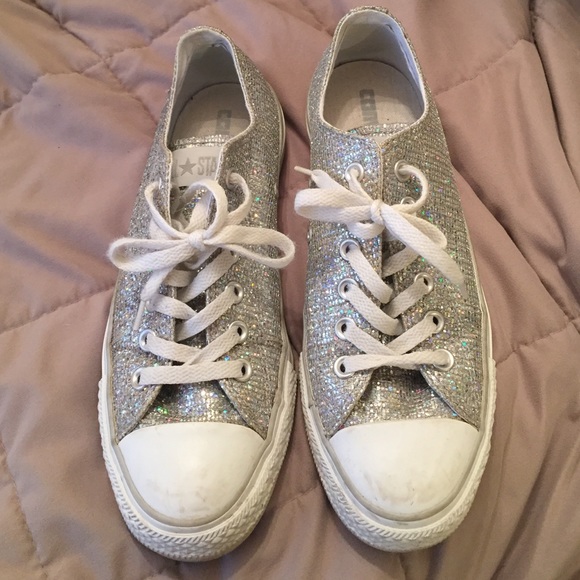 Converse Silver Sparkle All Star Low Top Shoes
