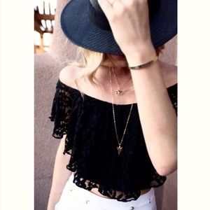 Urban Outfitters Off the Shoulder Lace Crop Top