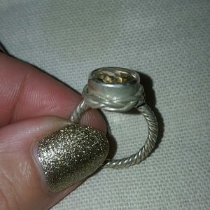 Sterling silver rope and citrine ring