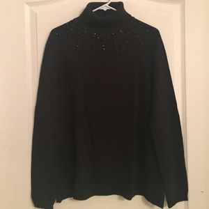 LOFT - Emblished black turtleneck sweater.