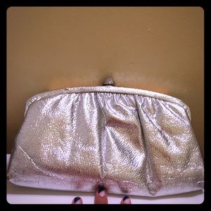Acorn handle lame 80s vintage clutch