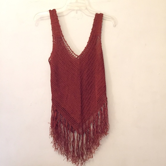 Free People Tops - Burnt orange fringe top