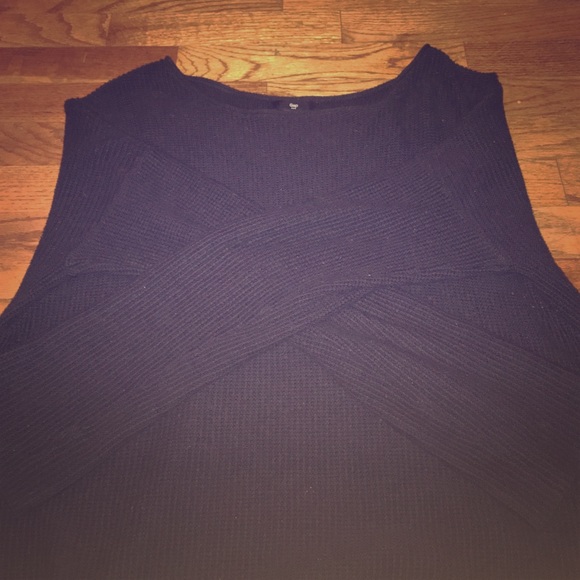 Dark Blue Waffle Knit Cozy Sweater