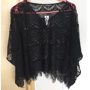 Festival wear!  Express black lace top w/tassel