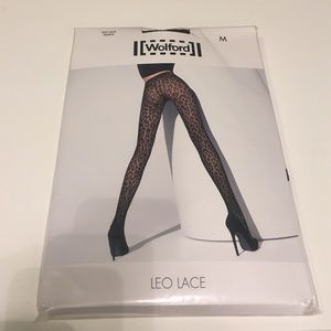 Wolford Leo lace tights Sz M black