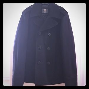 H&M - Men's L.O.G.G. Black Wool Blend Peacoat