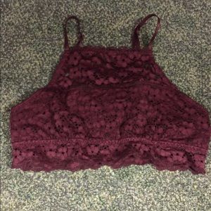 High neck maroon bralette