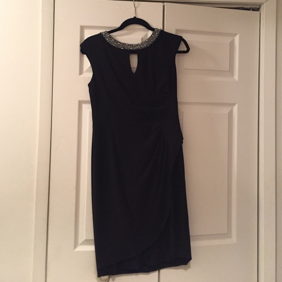 AELX Evening Dress - Black with Rhinestone collar