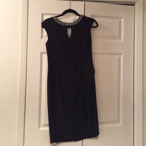 AELX Evening Dress - Black with Rhinestone collar