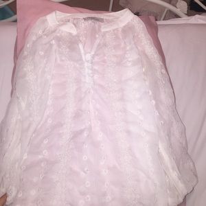 Olive and oak lace white blouse