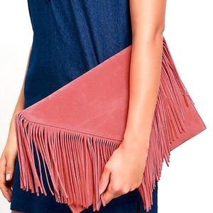 Pink suede clutch!