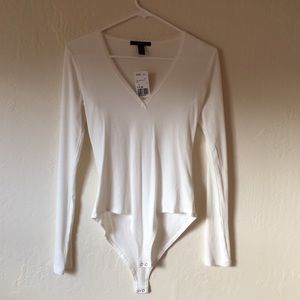 White Long Sleeve Bodysuit (Sz. S)
