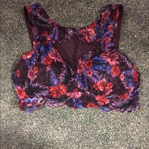 High neck floral lace bralette