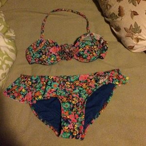 Swim suit blue teal pink orange yellow