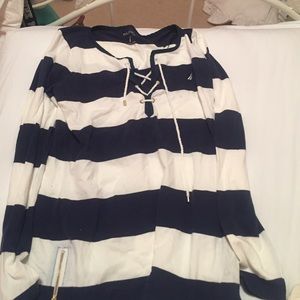 Blue and white stipe nautica sweatshirt