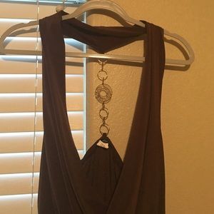 Gold Chain Link T-Back Top w/ Attached Bandeau