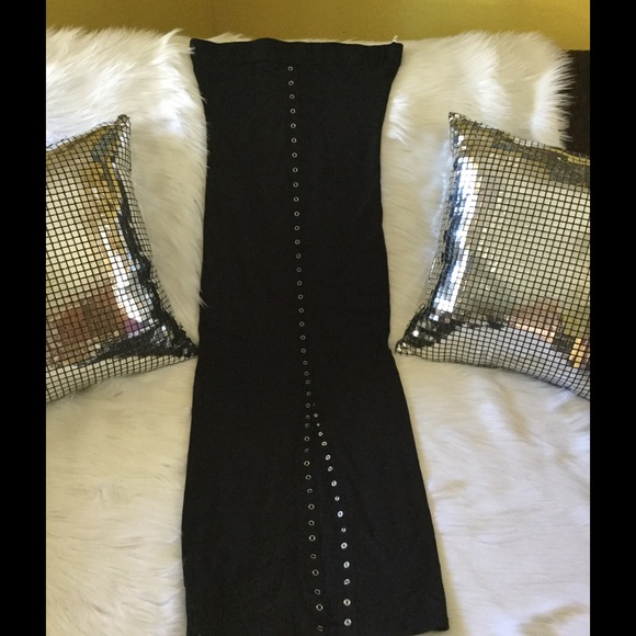 Strapless , Black and silver , Long dress.