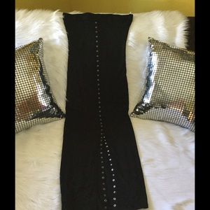 Strapless , Black and silver , Long dress.