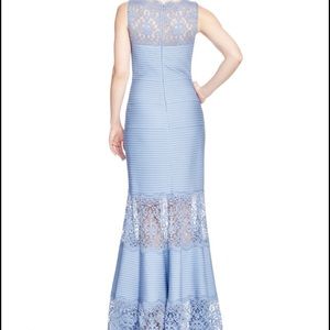 Tadashi Shoji Lace Inset Gown-Color Bluestone