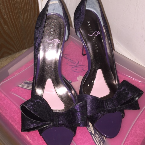 Purple and Black Heels with a Bow