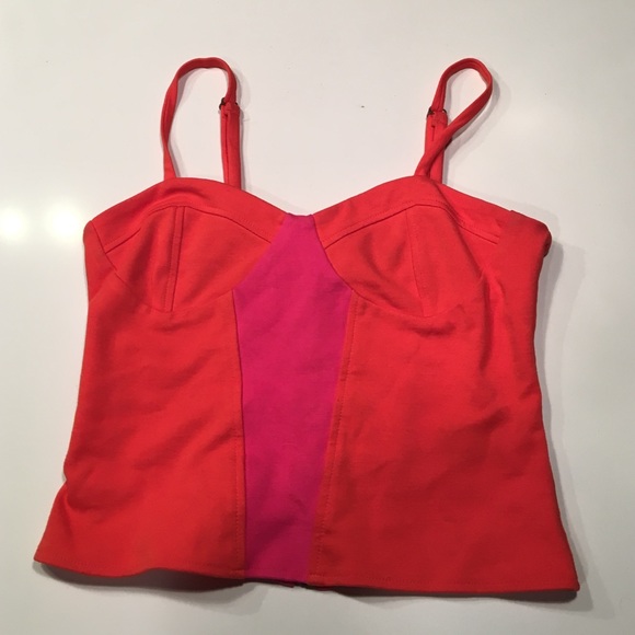 Pink and orange faux bustier top. Slightly crop