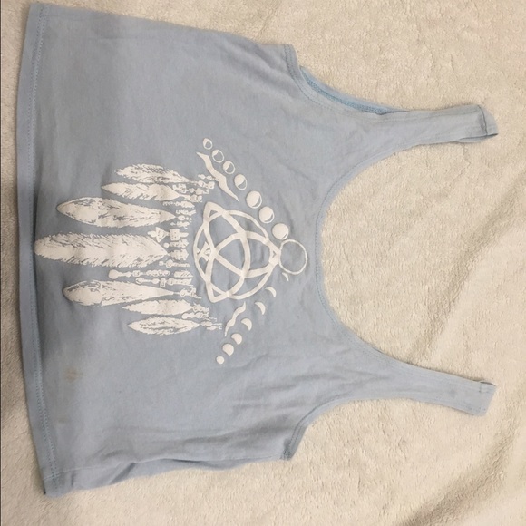 Medium light blue la hearts crop top festival