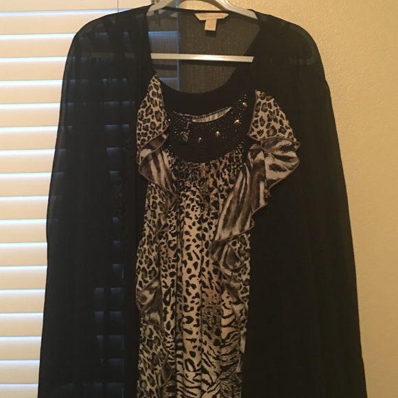 Animal print Maxi Dress w/ Shawl