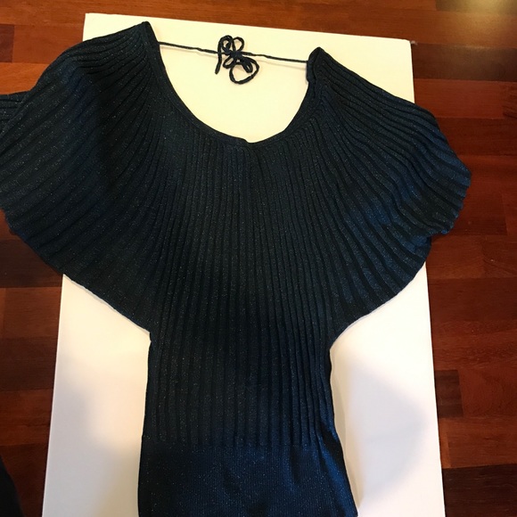 Bebe flutter sleeve shimmery top