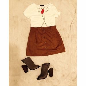 Cognac Suede Skirt