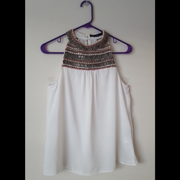 Halter neckline beaded blouse