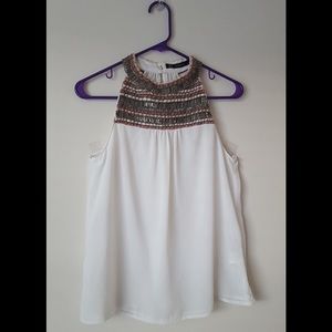 Halter neckline beaded blouse