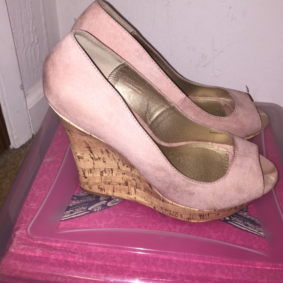 Blush Suede Wedges