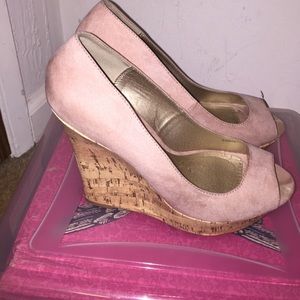 Blush Suede Wedges