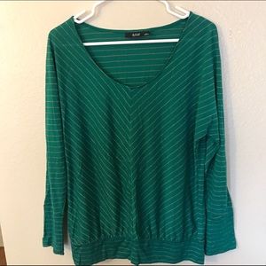 a.n.a. Green and gold striped long sleeved shirt