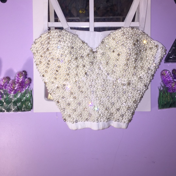 Pearl and rhinestone bustier