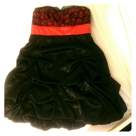 Black Dress with Red lace accent by BCX dresses