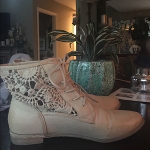 Cream ankle booties