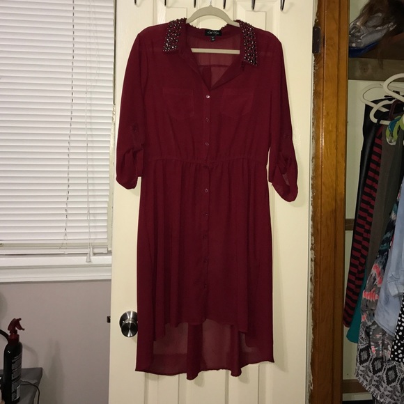 Red shirt dress