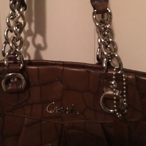 Coach brown purse with chain handle