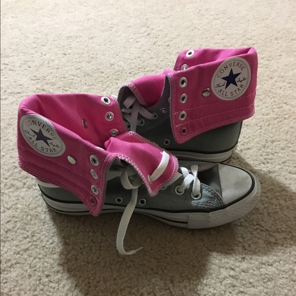 Pink and gray high top converse - Picture 3 of 4
